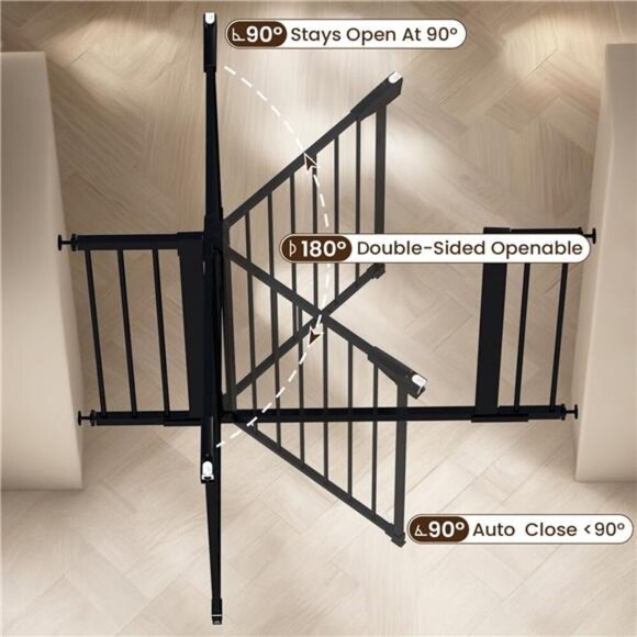 Baby Gate for Stairs, 29.6"-46" Pressure Mounted Dog Gate for House, Auto Close - Picture 2 of 7